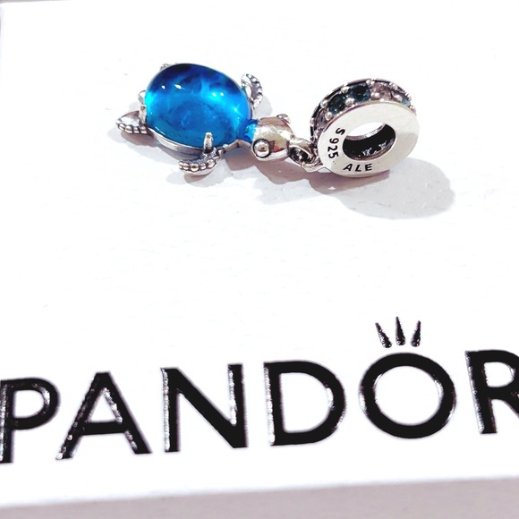 PANDORA Murano Glass Sea Turtle Dangle Charm w/box - Picture 3 of 12